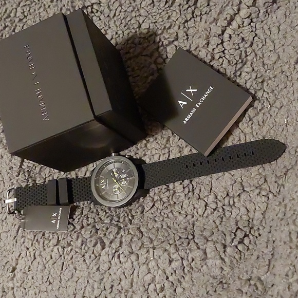 ARMANI EXCHANGE CHRONOGRAPH BLACK SILICONE WATCH AX1344 - Picture 7 of 8